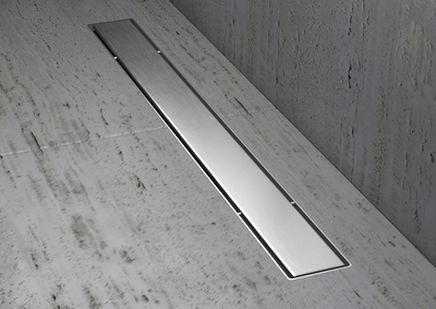 Minimalistische Duschrinne aus Edelstahl AISI 304 mit technischem Grundkörper