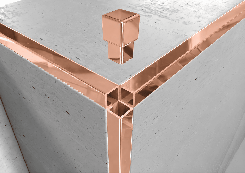 Square AISI 304 stainless steel gold/rose gold end cap for wall covering profiles