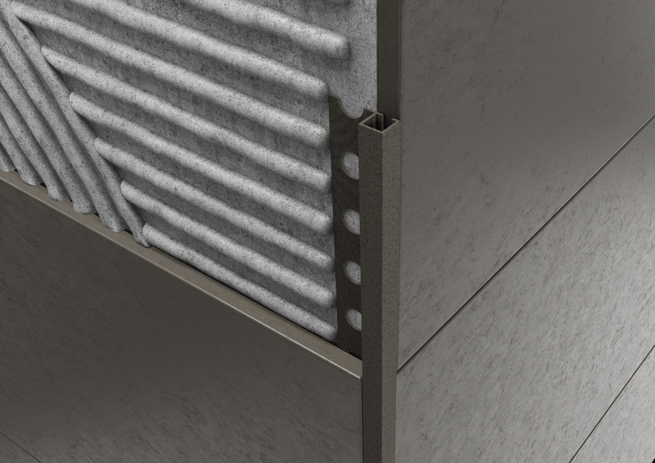 Square aluminium stone-effect sand profile. Bar 2.5 m