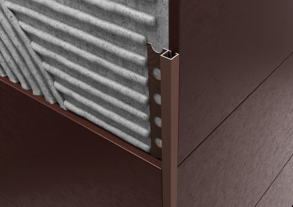 Square aluminium stone-effect sand profile. Bar 2.5 m