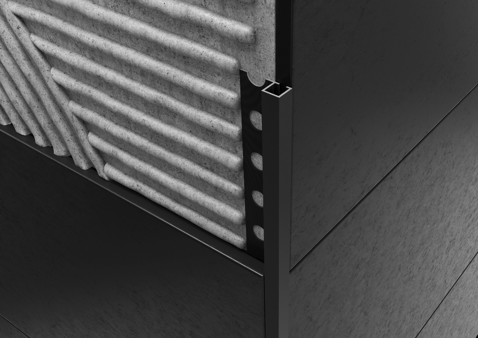 Square aluminium stone-effect sand profile. Bar 2.5 m