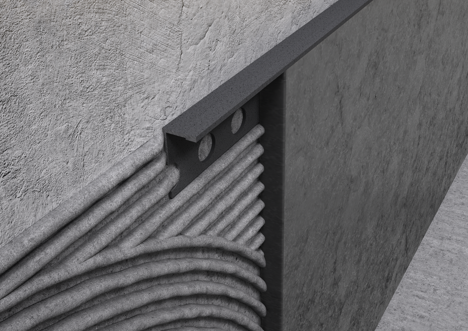 Terminal aluminium stone-effect sand profile. Bar 2.5 m