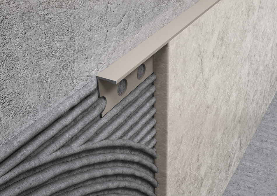 Terminal aluminium stone-effect sand profile. Bar 2.5 m