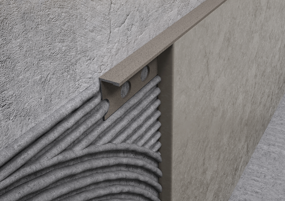 Terminal aluminium stone-effect sand profile. Bar 2.5 m