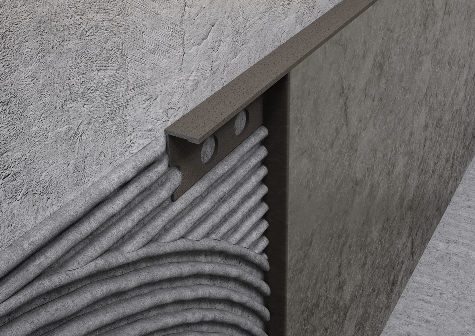 Terminal aluminium stone-effect sand profile. Bar 2.5 m