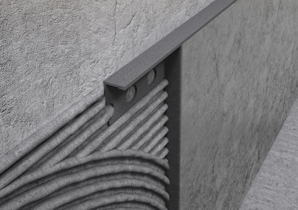 Terminal aluminium stone-effect sand profile. Bar 2.5 m
