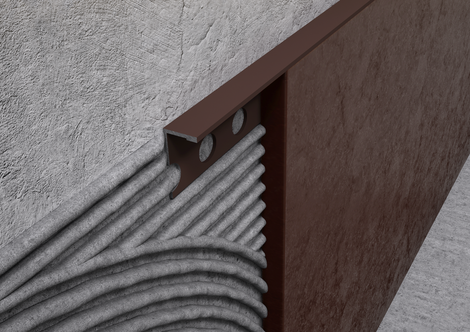 Terminal aluminium stone-effect sand profile. Bar 2.5 m