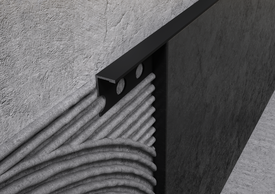 Terminal aluminium stone-effect sand profile. Bar 2.5 m