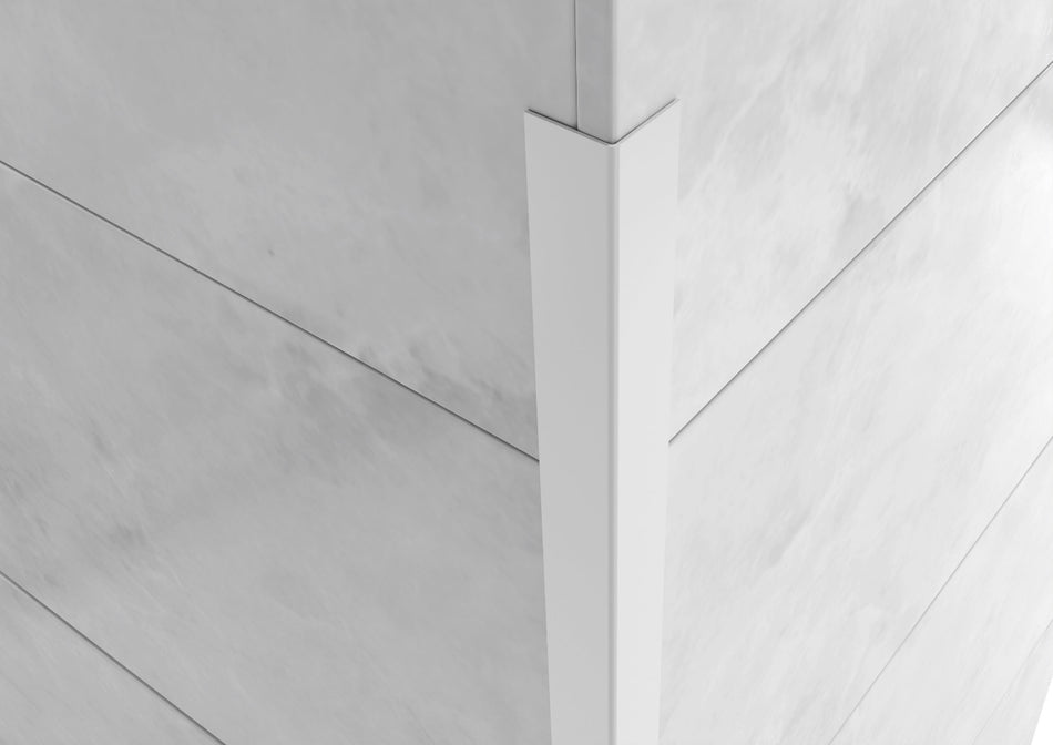 Corner guard aluminium polished white profile for tiles. Bar 2.5 m