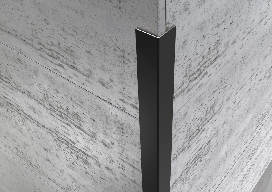 Corner guard aluminium matte black profile for tiles. Bar 2.5 m