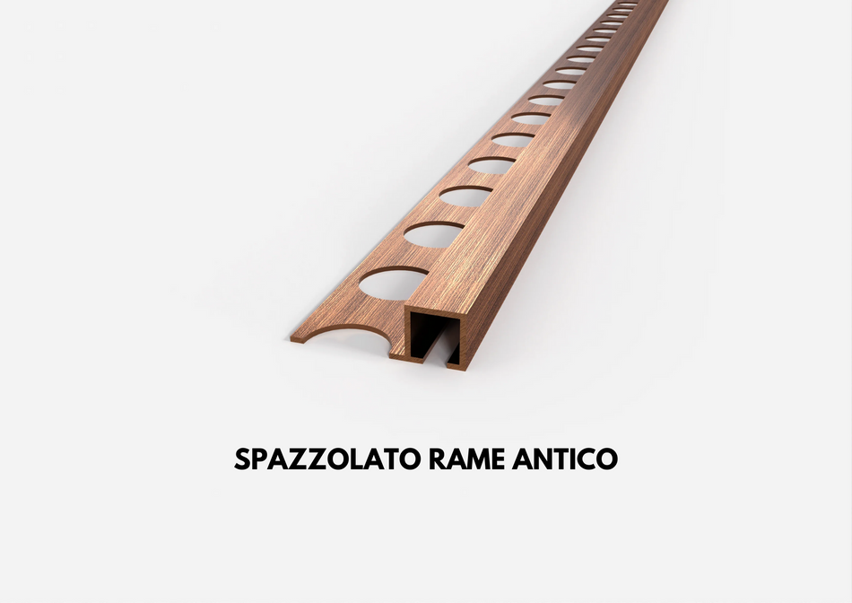 Profilo in OTTONE spazzolato sezione quadra per piastrelle. Barra 2.5 m