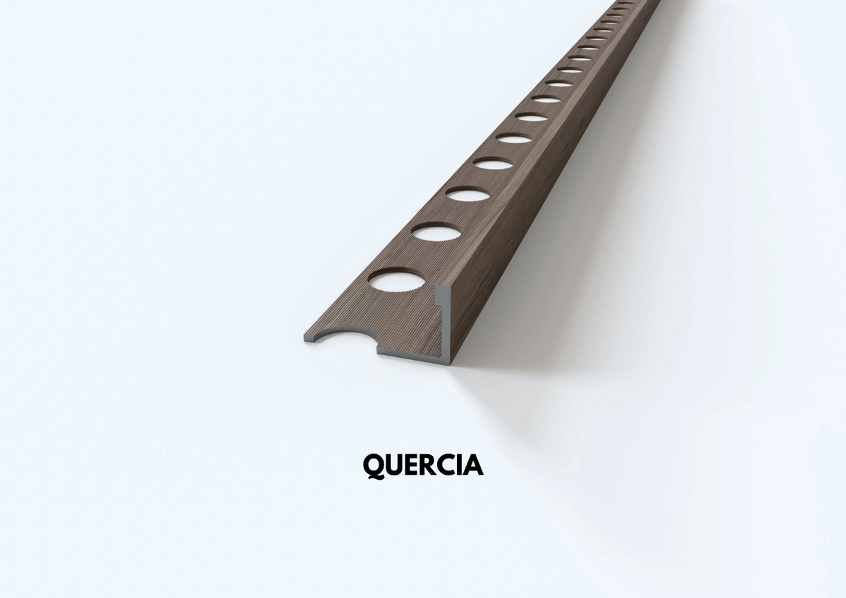 Profilo terminale e delimitazione in ALLUMINIO finitura legno. Barra 2.6 m