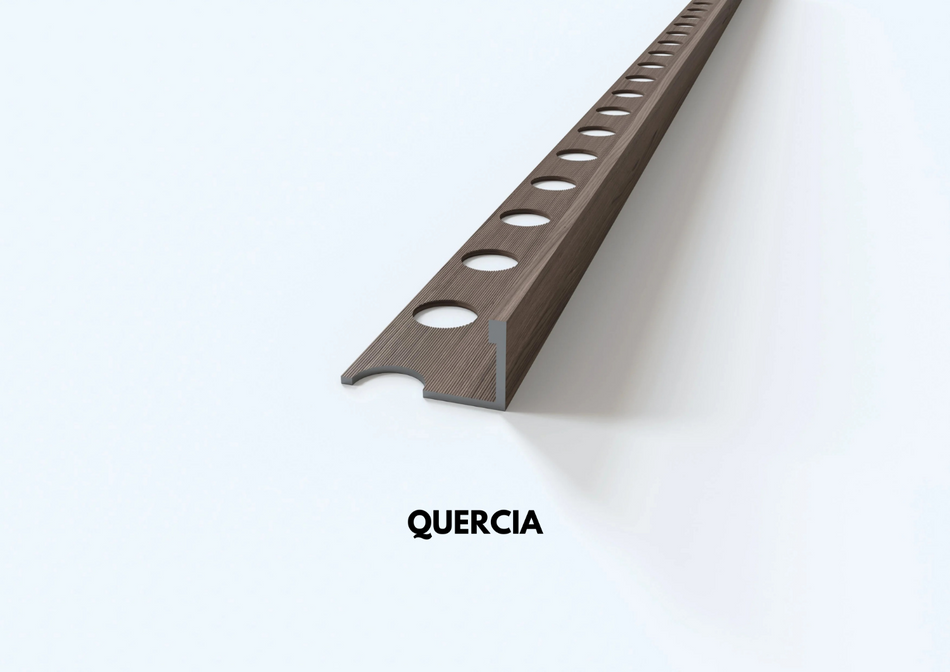 Profilo terminale e delimitazione in ALLUMINIO finitura legno. Barra 2.6 m