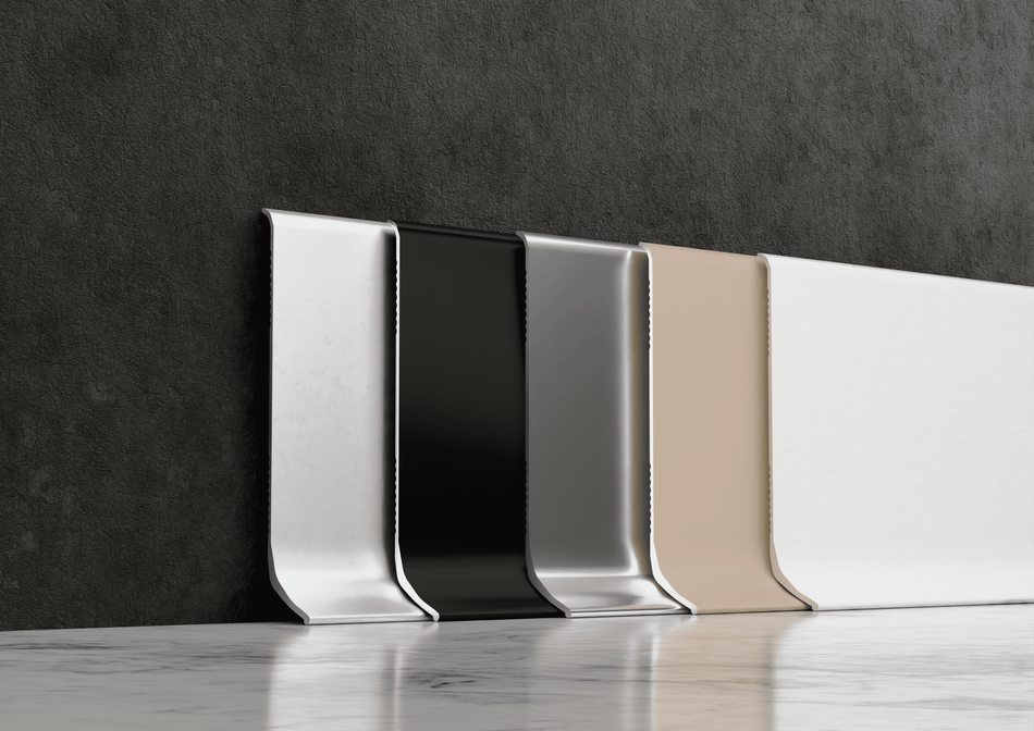 Plinthe à gorge concave en aluminium. Barre de 2,5 m
