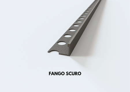 profilo in alluminio finitura sabbia effetto pietra fango scuro terminale