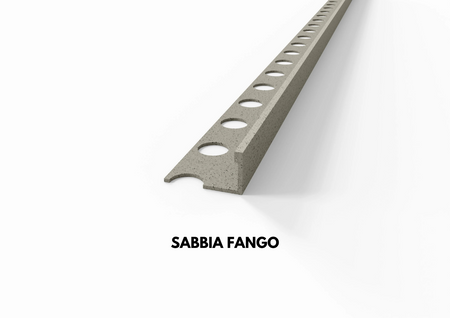 profilo in alluminio finitura sabbia effetto pietra fango terminale