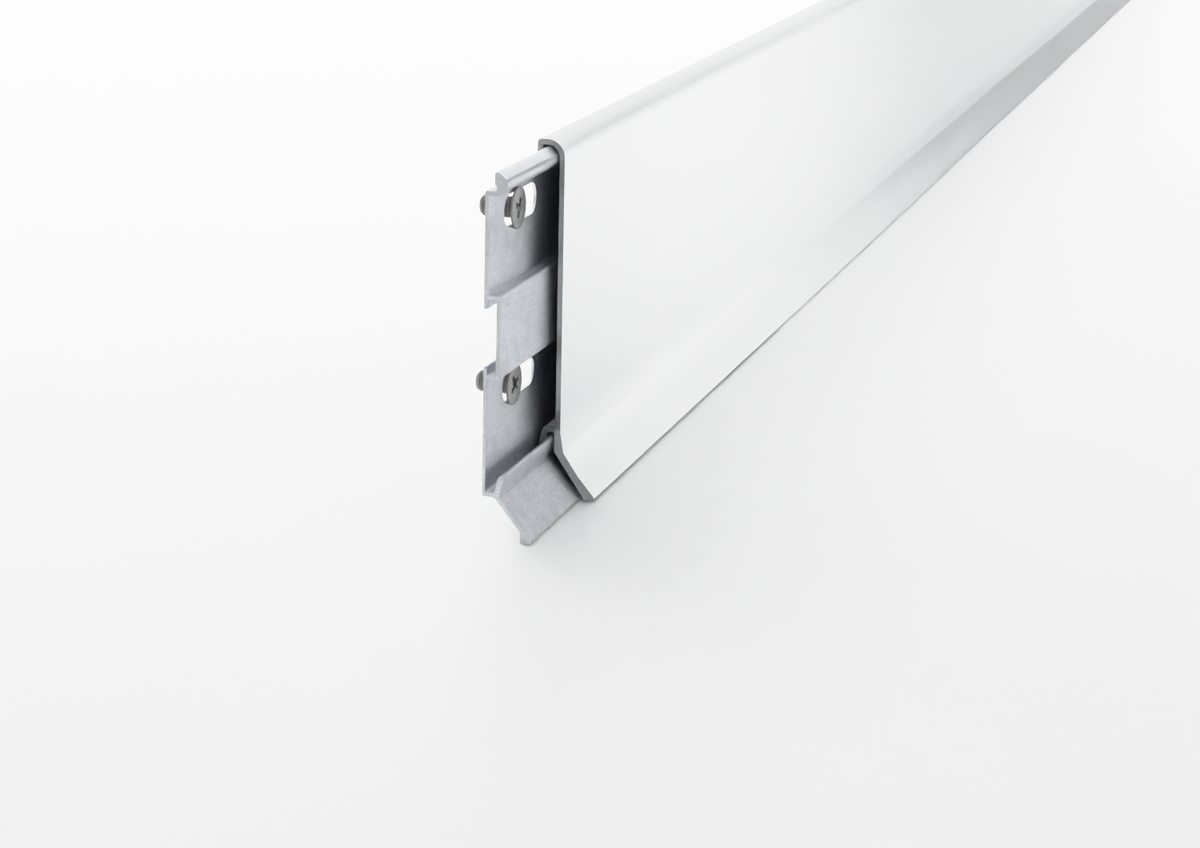 battiscopa lineare in alluminio bianco