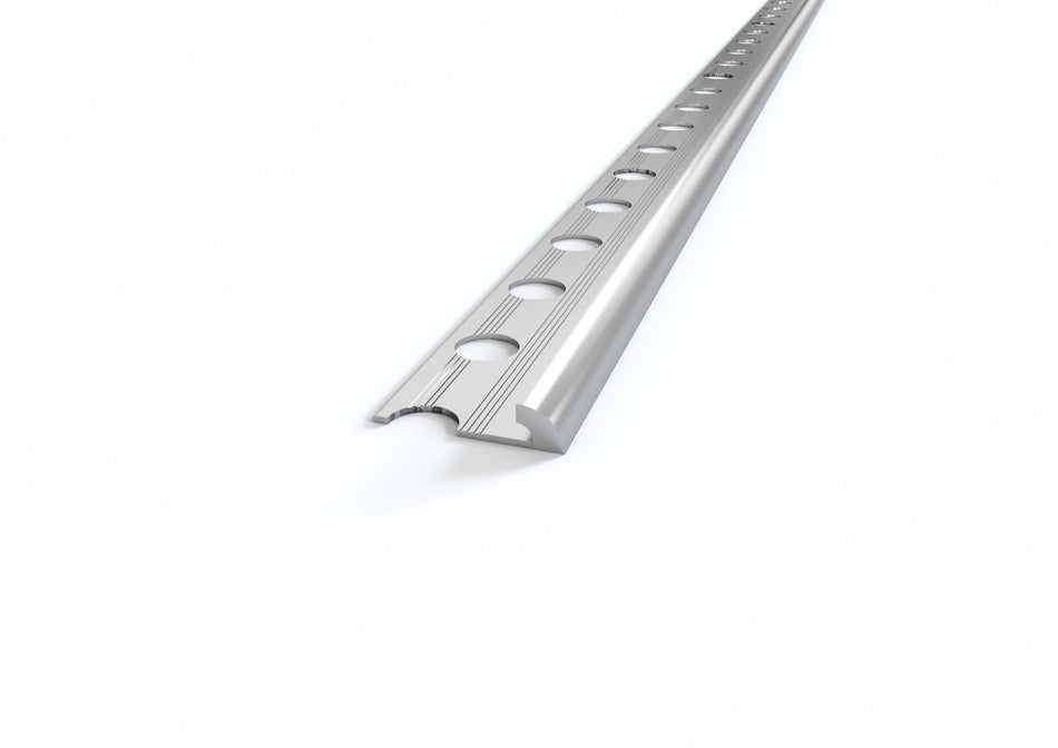 Round aluminium low thicknesses, 4.55 mm profile for wall coverings. 2.5 m Bar
