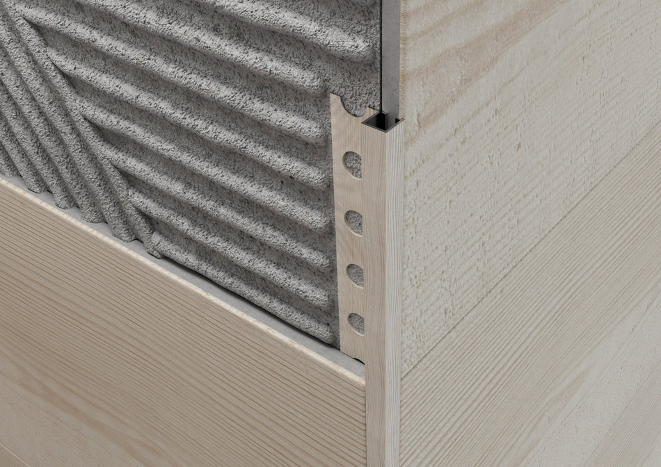 Square aluminium wood-effect profile. Bar 2.6 m 